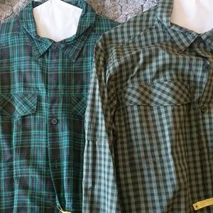 2 only drycleaned Columbia OmniShade green L shirt